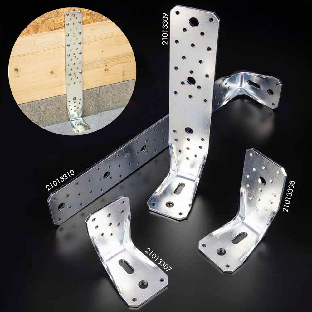 Soporte para madera con angulo reforzado 65x88x450 mm conector angular, escuadra fijación, zapata madera soporte pérgola madera