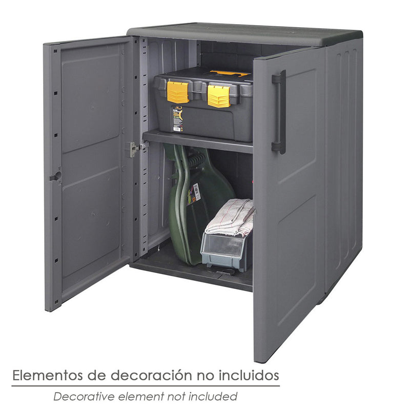 Armario resina bajo  68x37x84 cm. color gris oscuro