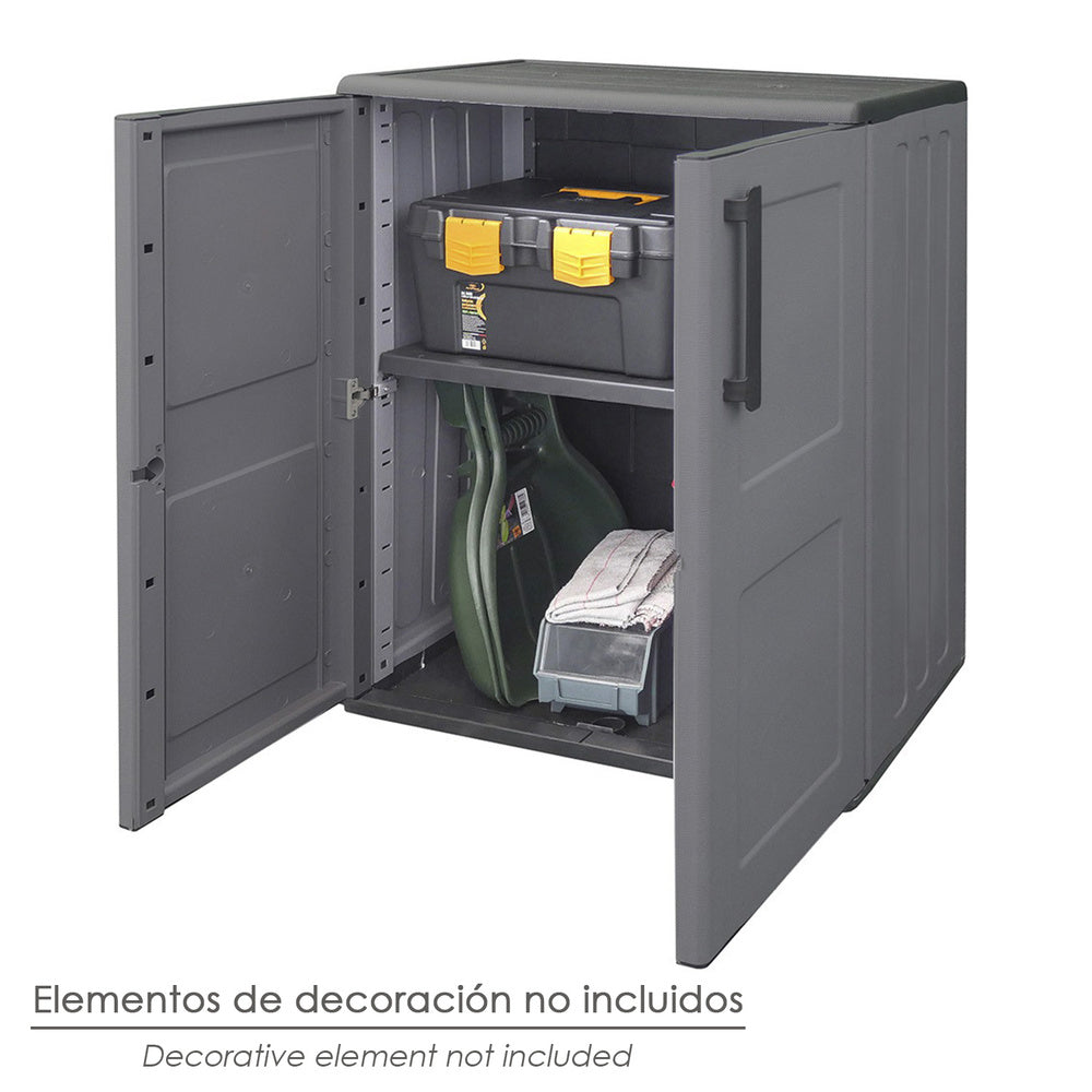 Armário de resina baixo 68x37x84 cm cinzento escuro.