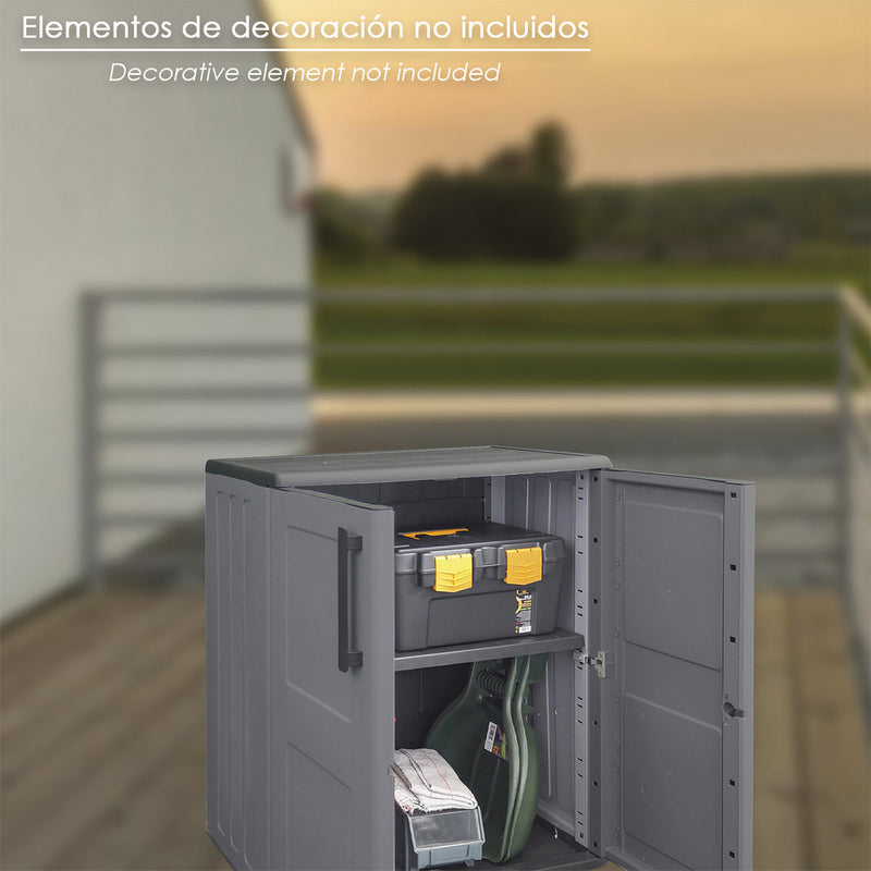 Armario resina bajo  68x37x84 cm. color gris oscuro