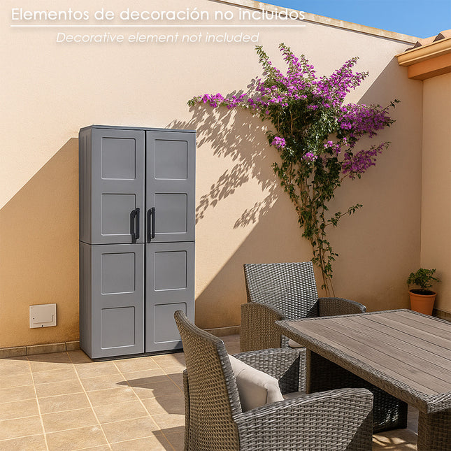 Armario resina alto 68x37x169 cm. color gris oscuro