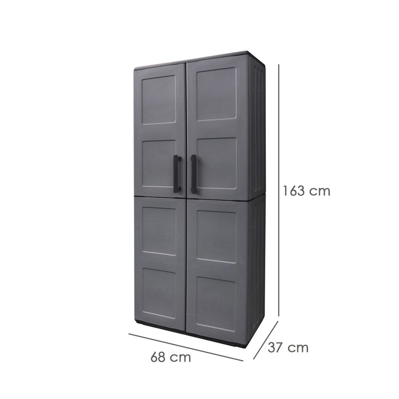 Armario resina alto 68x37x163 cm. con portaescobas. color gris oscuro