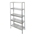 Estantería acero galvanizado con 5 baldas 150x75x30 cm baldas ajustables. Peso máximo 150 kg.