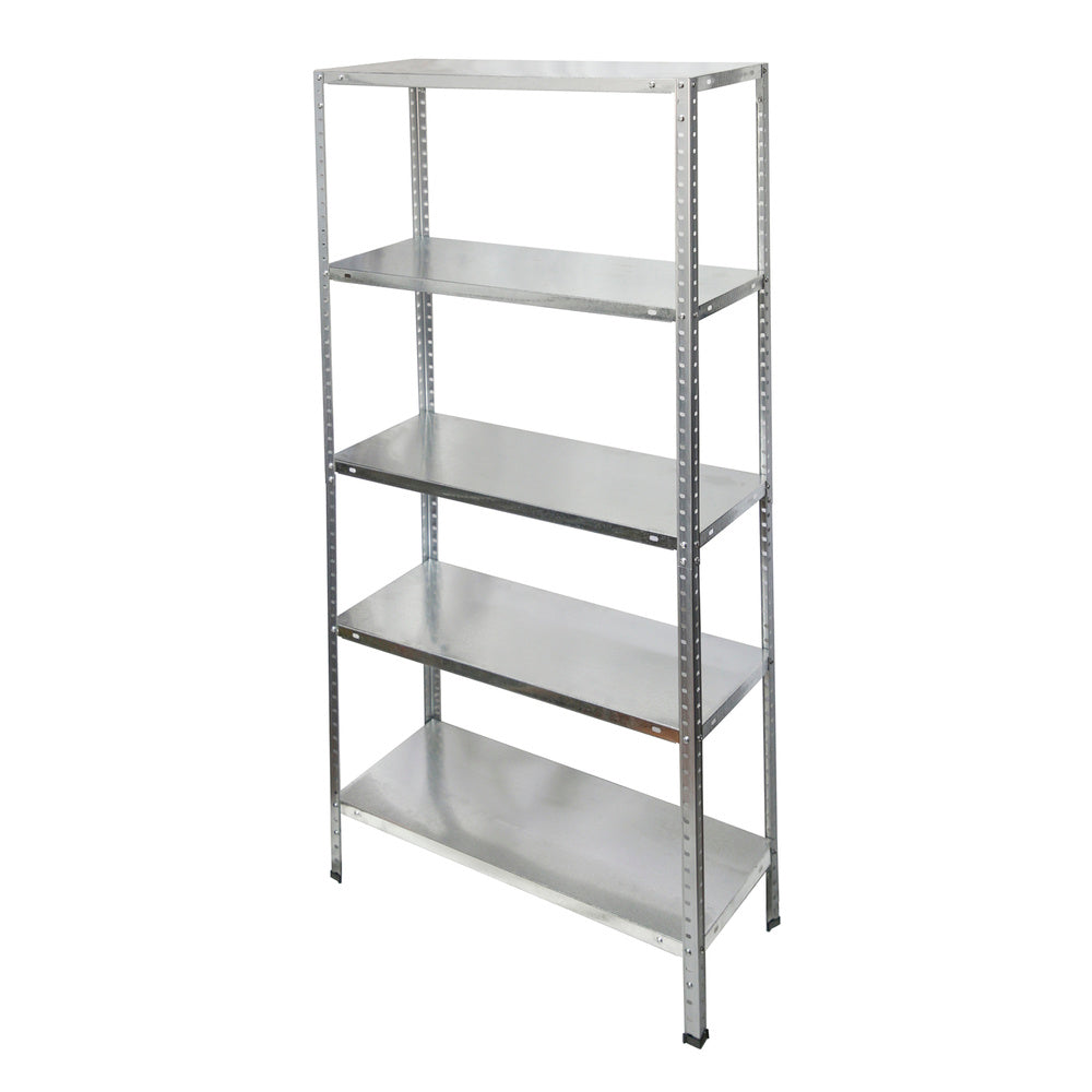 Galvanized steel shelving unit with 5 shelves 150x75x30 cm adjustable shelves. Maximum weight 150 kg.