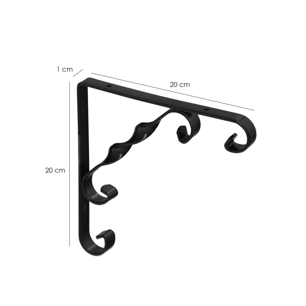 Mão francesa ornamental reforçada preta 200x200 cm mão francesa de prateleira, suporte de prateleira esquadro para prateleira