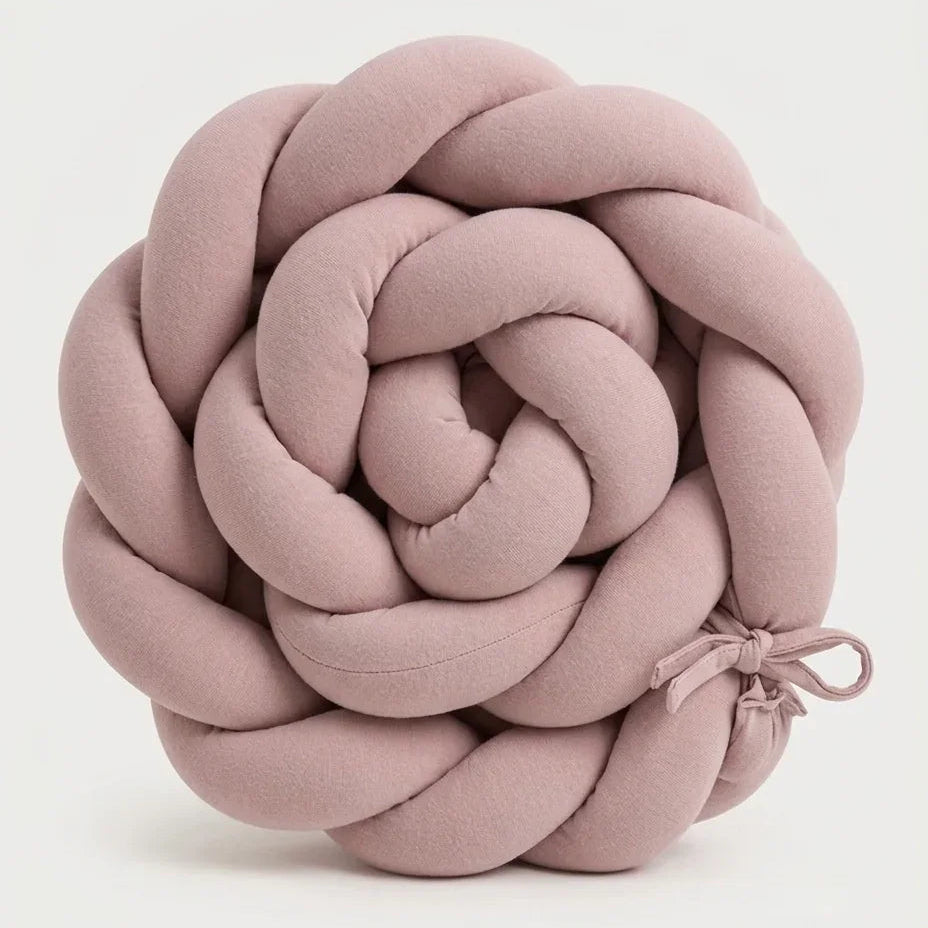 Trenza protector de cuna de 210cm en algodón rosa para bebés