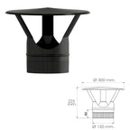 Sombrero estufa vitrificado negro ø 150 mm sombrero tubo chimenea, sombrero tubo humo, sombrero tubo calefacción, sombrero humo