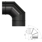 Codo estufa liso vitrificado negro ø 175 mm 90°