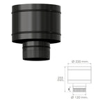 Terminal antirrevocante estufa vitrificado negro ø 120 mm sombrero tubo chimenea, sombrero tubo humo, sombrero tubo calefacción