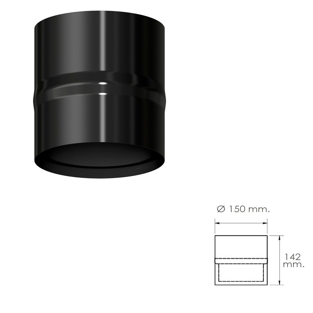 Modulo anticondensados estufa vitrificado negro ø 150 mm condensador chimenea, anticondensados chimenea, anticondensación tubos