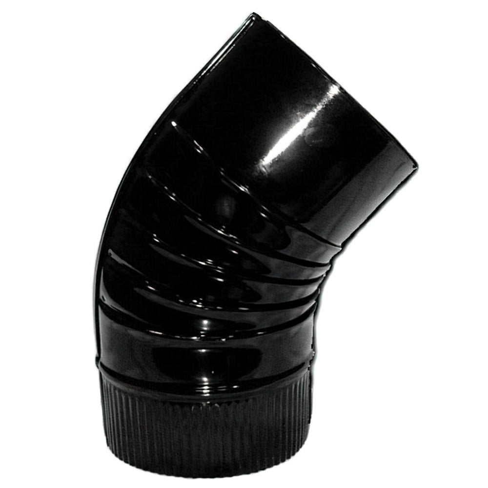 Codo estufa color negro vitrificado de  100 mm 45°