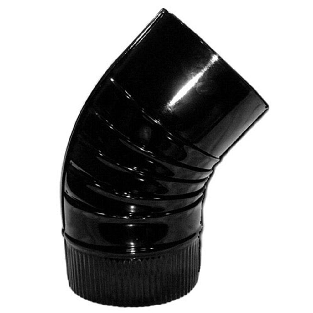 Codo estufa color negro vitrificado de  175 mm 45°.
