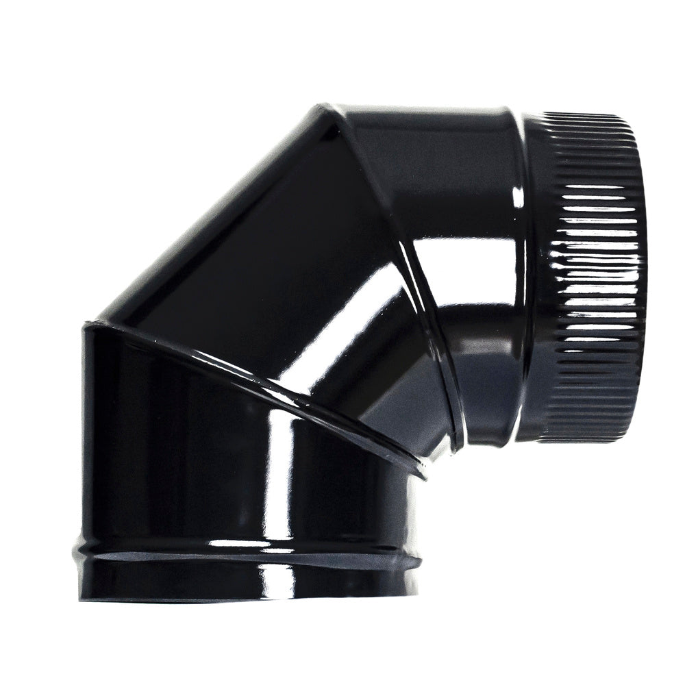 Codo estufa color negro vitrificado de 200 mm 90°.