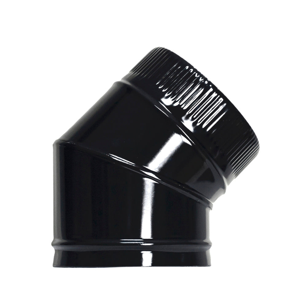 Codo estufa liso negro vitrificado ø 200 mm 45°