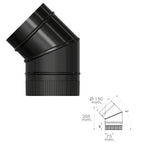 Codo estufa liso negro vitrificado ø 150 mm 45°