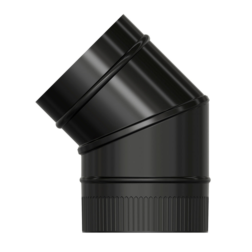 Codo estufa liso negro vitrificado ø 150 mm 45°