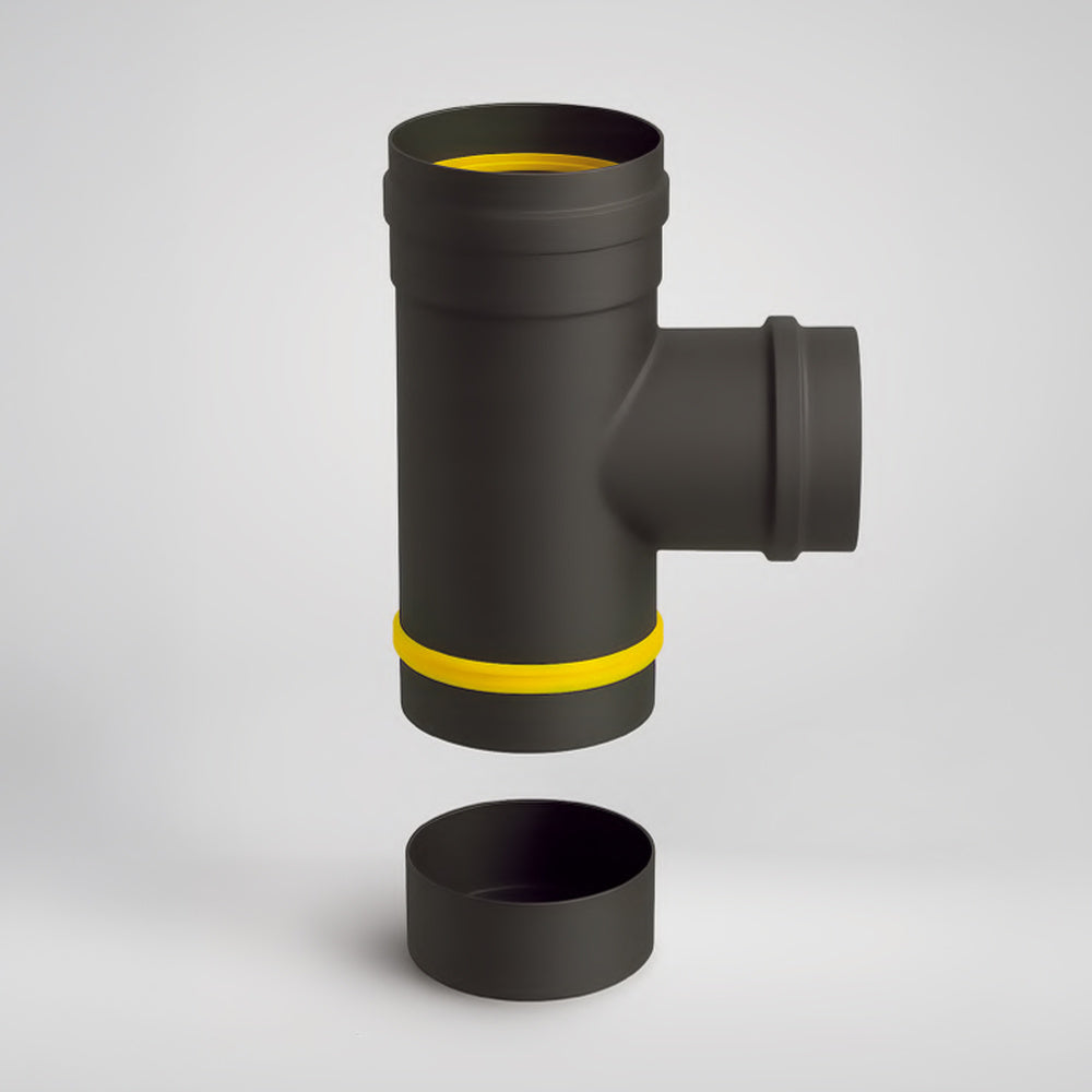 Pellet stove enamelled tee with cap ø80 mm 90°