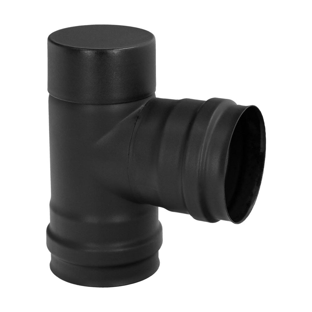 Pellet stove enamelled tee with cap ø80 mm 90°