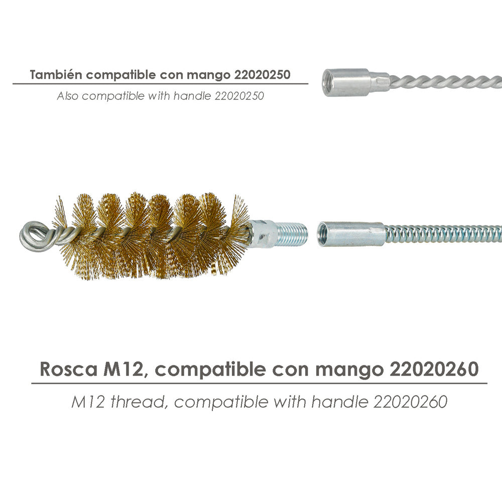Escova de limpeza de tubos de aço 40 mm M12