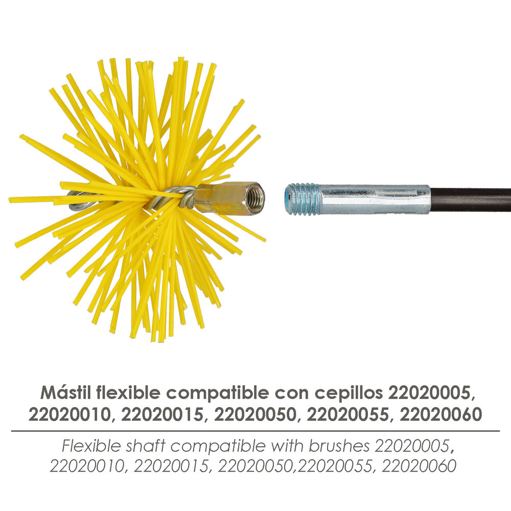 Mástil flexible deshollinador rosca m12 longitud de 1,4 metros.
