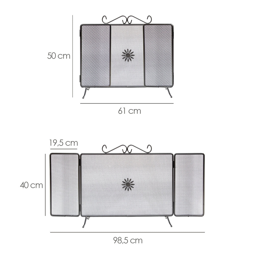 Pantalla chimenea 98,5 x 50 (alt) cm. Salvachispas, protector chimenea, protector rejilla chimenea.