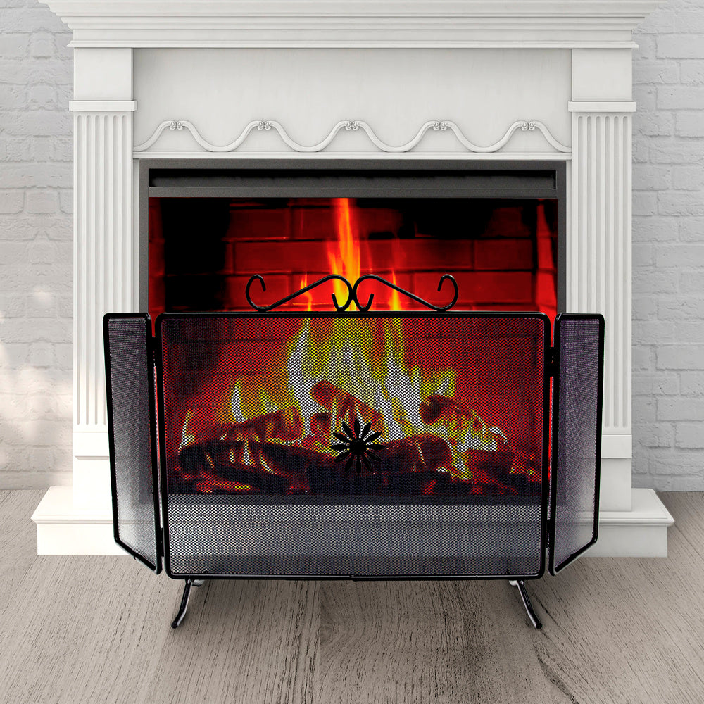 Pantalla chimenea 98,5 x 50 (alt) cm. Salvachispas, protector chimenea, protector rejilla chimenea.