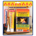 Kit reparacion estufas/chimeneas, cola refractaria y cordon fibra vidrio 8 mm x 2,5 m.
