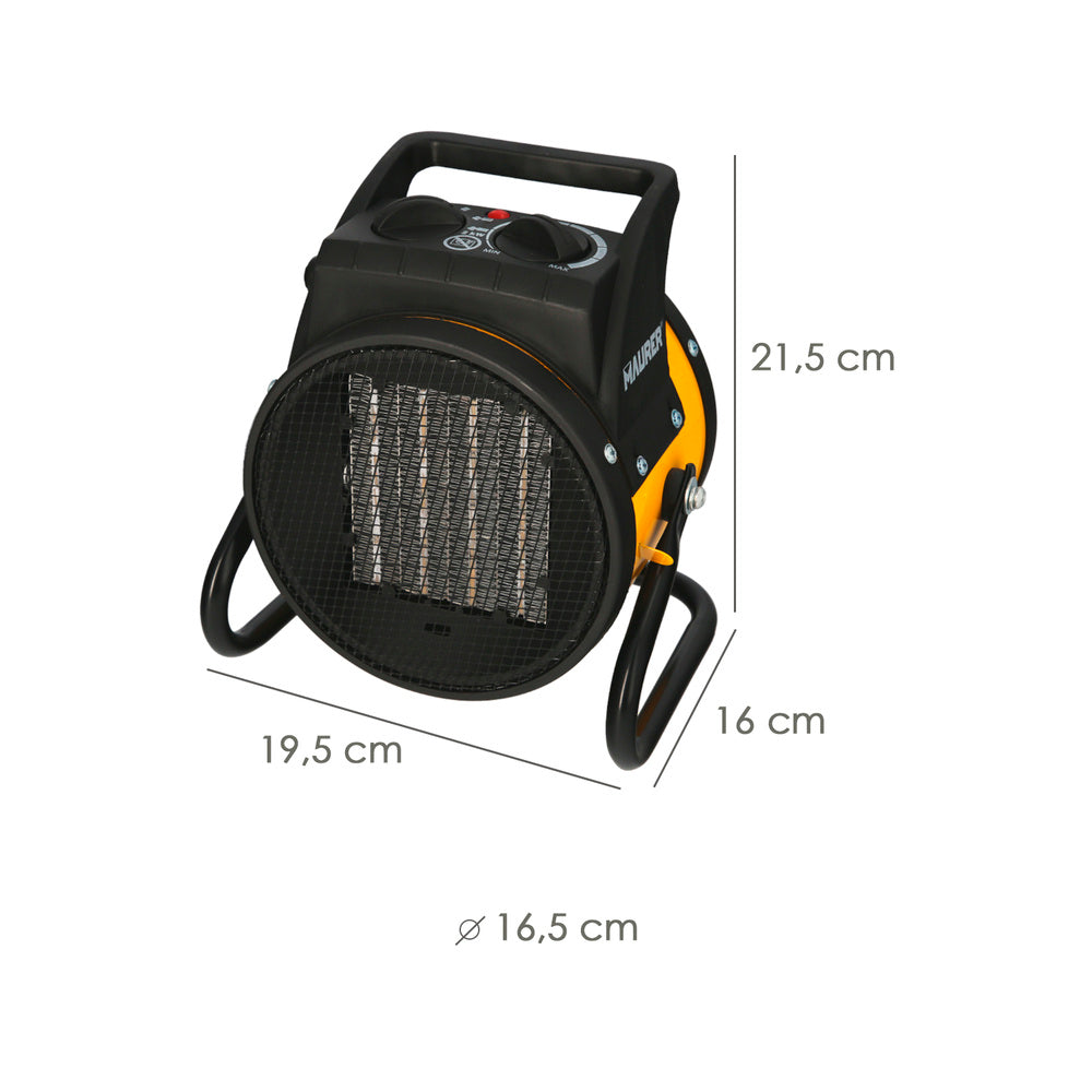 Ceramic fan heater, floor and wall, 1000 / 2000 watt. Hot air blower, heater with 2 power settings