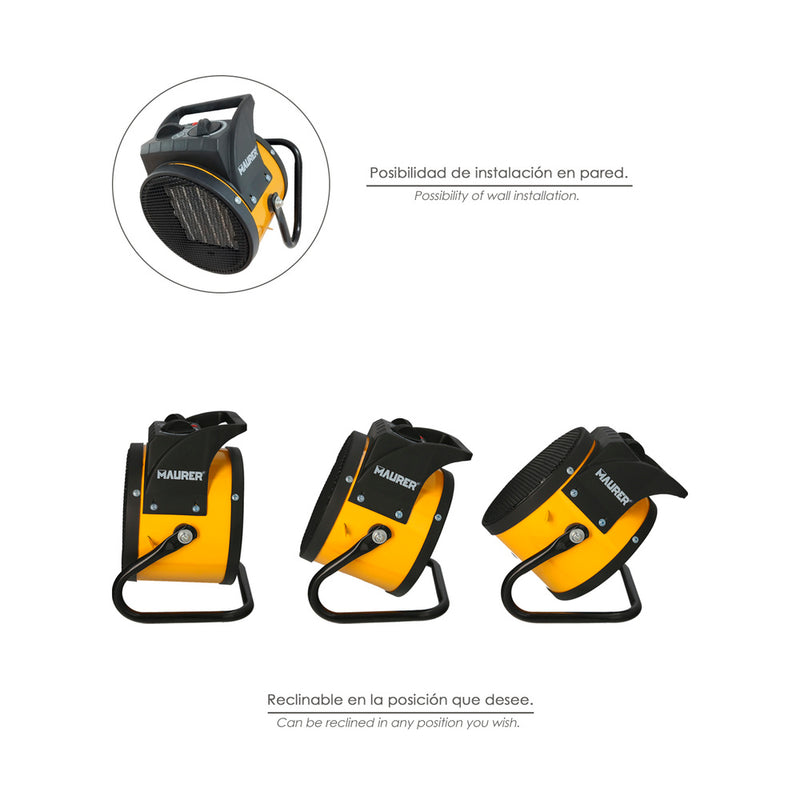 Calefactor termoventilador ceramico cañon suelo y pared 1000 / 2000 watt. cañon aire caliente, cañon calefactor 2 potencias