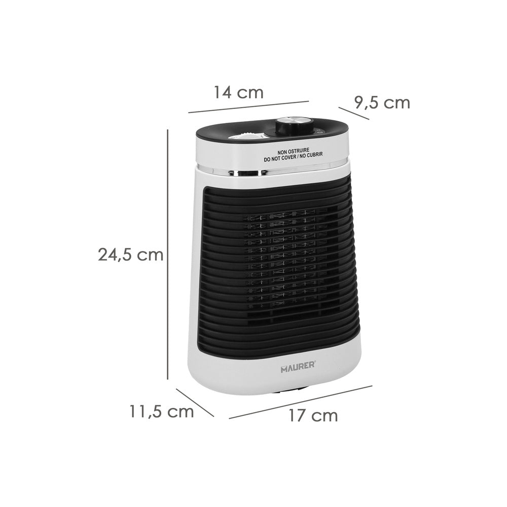 Oscillating ceramic fan heater 1000/1500 watt.