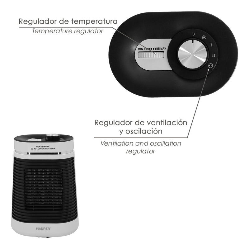 Termoventilador ceramico oscilante 1000/1500 watt