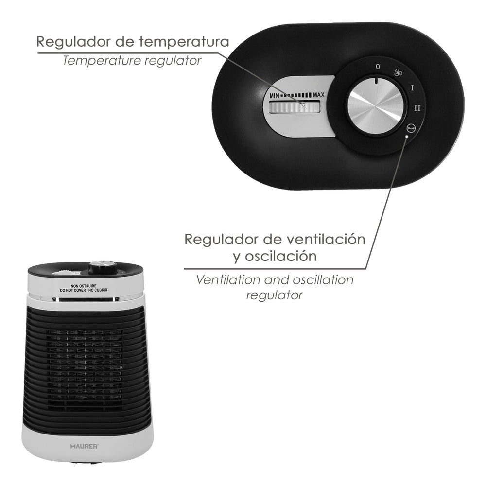 Termoventilador cerámico oscilante 1000/1500 watt.