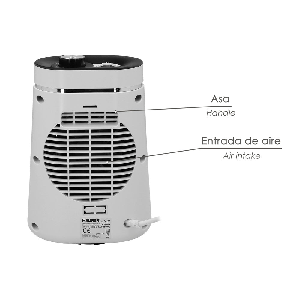 Oscillating ceramic fan heater 1000/1500 watt.