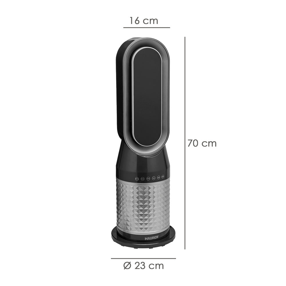 Oscillating ceramic fan heater with remote control 1,300 / 2,000 watt. 12-hour timer.