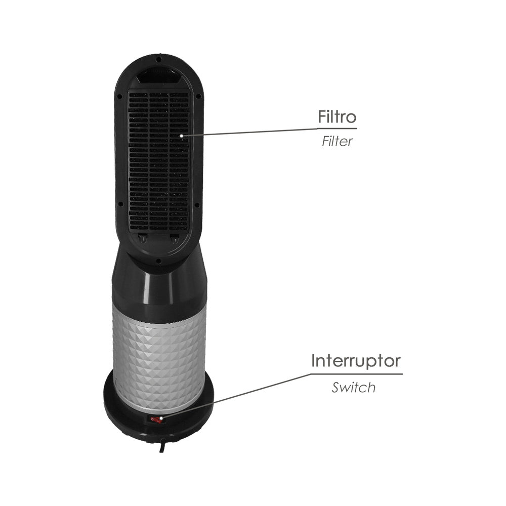 Oscillating ceramic fan heater with remote control 1,300 / 2,000 watt. 12-hour timer.