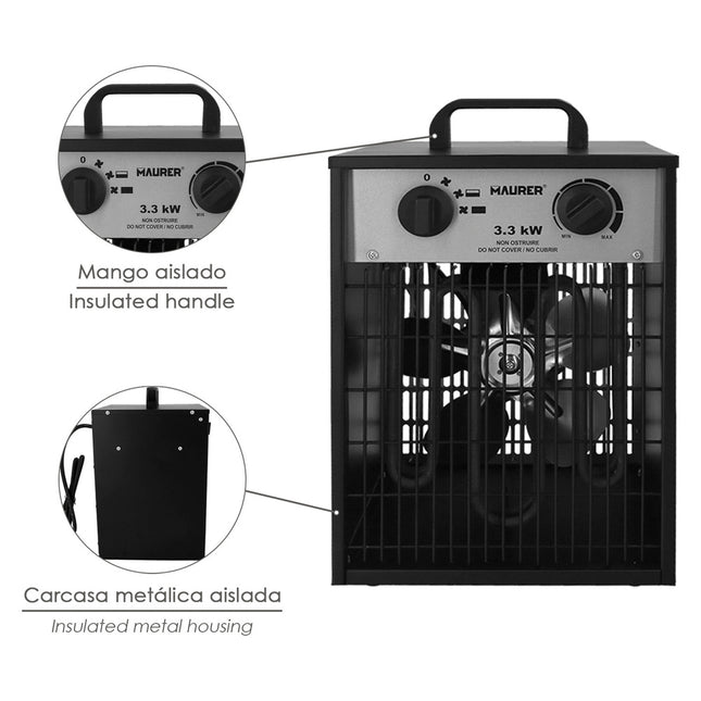 Calefactor industrial 1650 / 3300 watt. cañon aire caliente