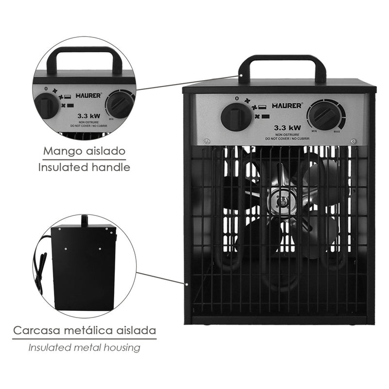 Calefactor industrial 1650 / 3300 watt. cañon aire caliente