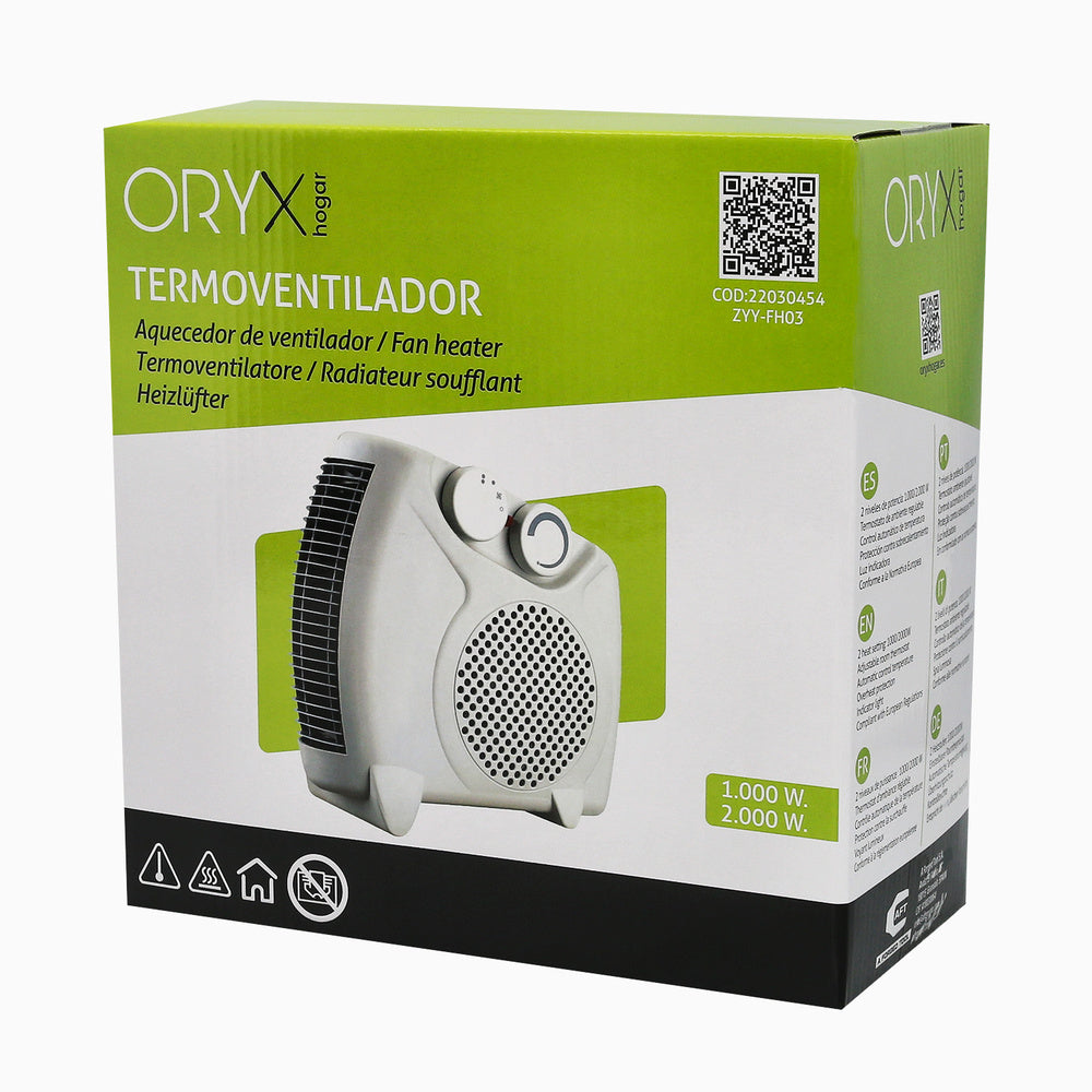 Vertical fan heater 1000/2000 watt.
