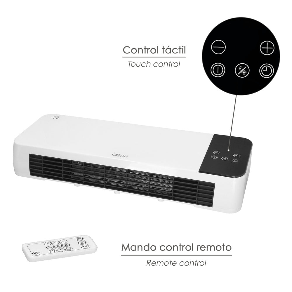 Wall-mounted split convection heater 1000 / 2000 watt.
