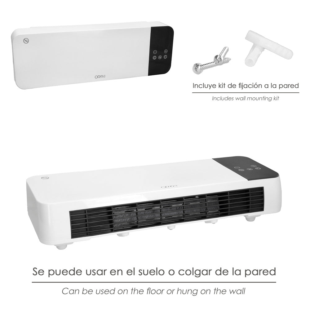 Wall-mounted split convection heater 1000 / 2000 watt.