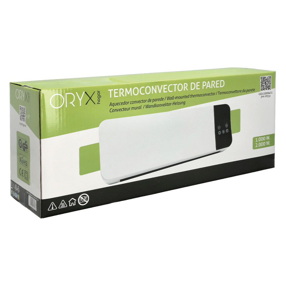 Wall-mounted split convection heater 1000 / 2000 watt.