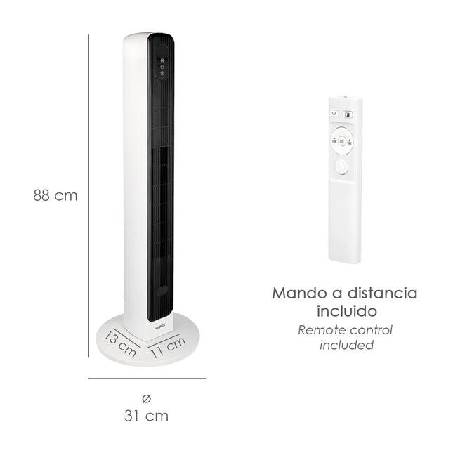 Calefactor termoventilador ceramico oscilante torre 1000 / 2000 w. altura 88 cm