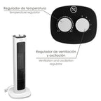 Calefactor cerámico ptc torre efecto llama 2000 watt. Oscilante. Termoventilador eléctrico
