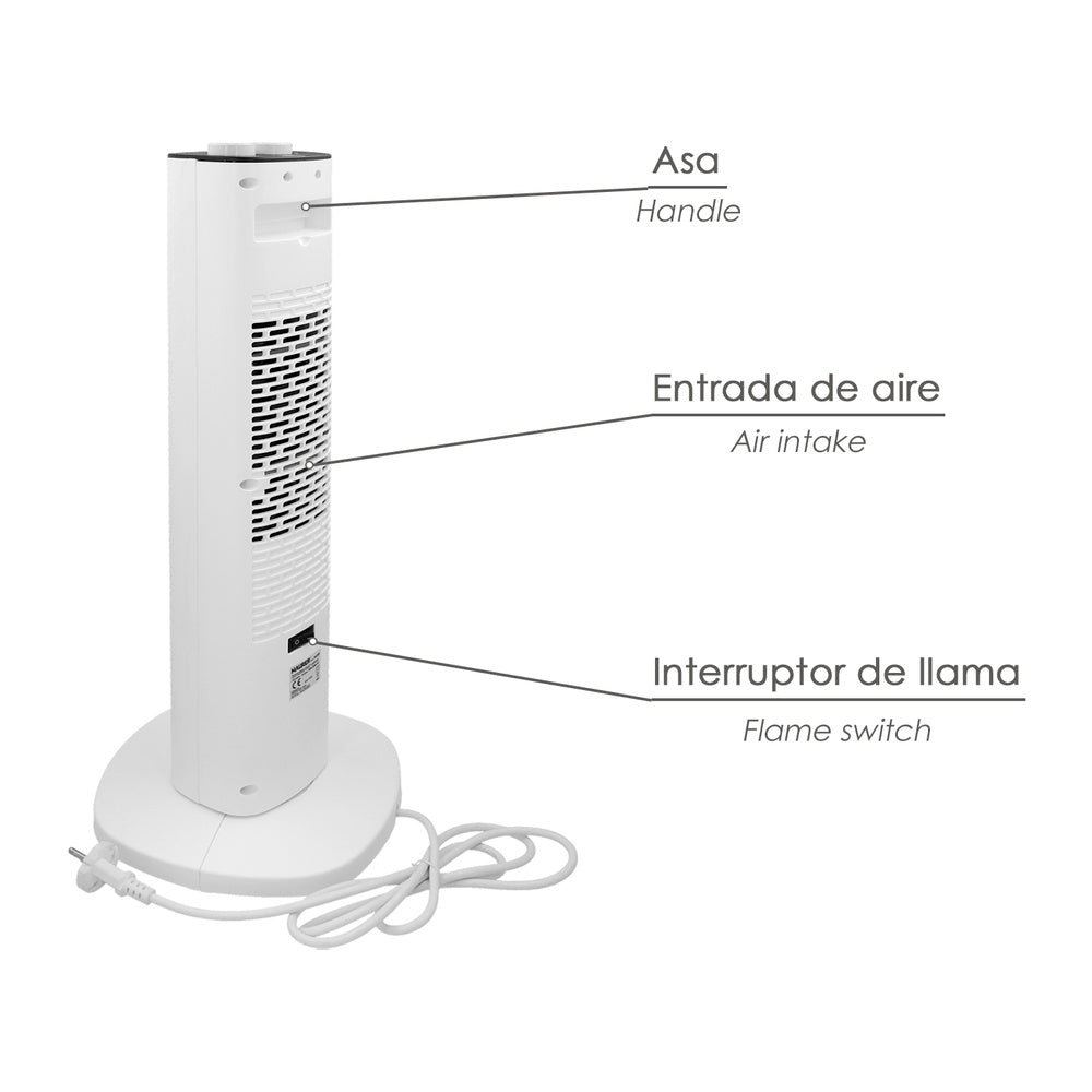 2000W PTC Ceramic Tower Heater with Flame Effect. Oscillating. Electric fan heater