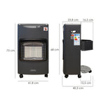 Estufa gas infrarroja cerámica 4,5 kw. 3 potencias, triple sistema de seguridad, con ruedas, encendido piezo-electrico