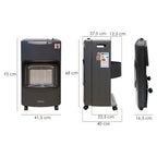 Estufa gas infrarroja cerámica 4,5 kw. Plegable 3 potencias, triple sistema de seguridad, con ruedas, encendido piezo-electrico
