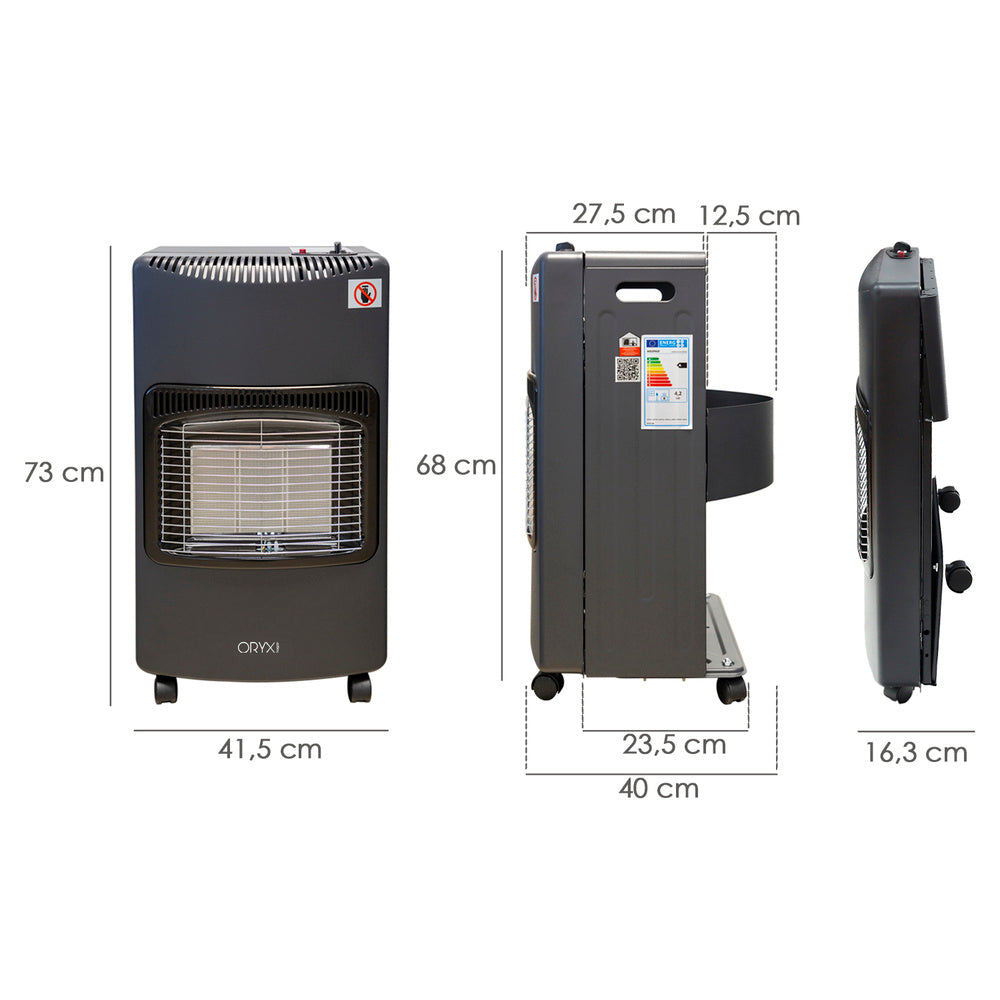 4.5 kw infrared ceramic gas heater. Foldable, 3 power levels, triple safety system, with wheels, piezo ignition