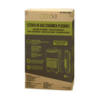 Estufa gas infrarroja cerámica 4,5 kw. Plegable 3 potencias, triple sistema de seguridad, con ruedas, encendido piezo-electrico