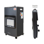 Estufa gas infrarroja cerámica 4,5 kw. Plegable 3 potencias, triple sistema de seguridad, con ruedas, encendido piezo-electrico