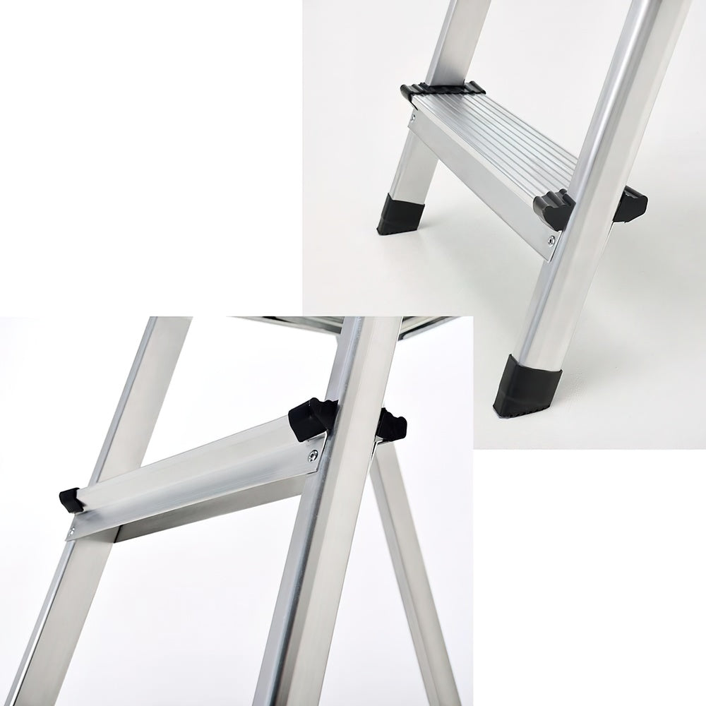Escalera aluminio 3 peldaños plegable, uso doméstico, antideslizante, ligera y resistente